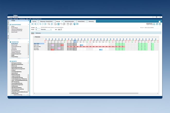 Bild klicken zum Vergrößern VRG-MICOS-Software-Werkstatt-Gruppenleitung-Screenshot-Zeiten